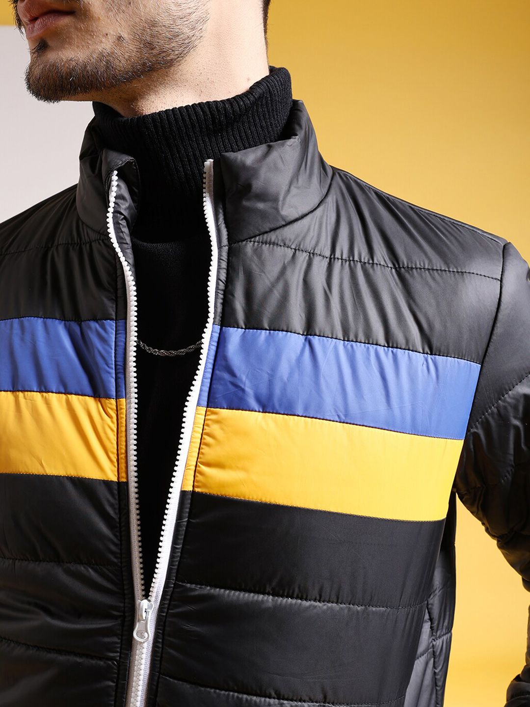 The Indian Garage Co Men Colourblock Regular Fit Puffer Jacket