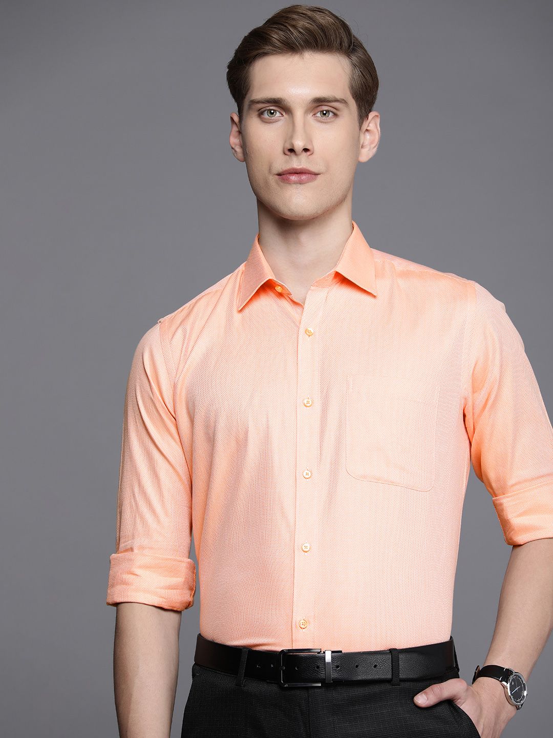 Raymond Opaque Self Design Pure Cotton Formal Shirt
