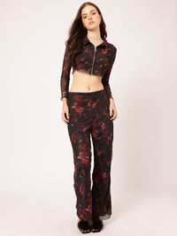 DressBerry 2000s Chic Printed Mesh Ruched Co-ords