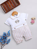 Moms Love Infant Girls Striped Cotton Rompers with Applique Detail