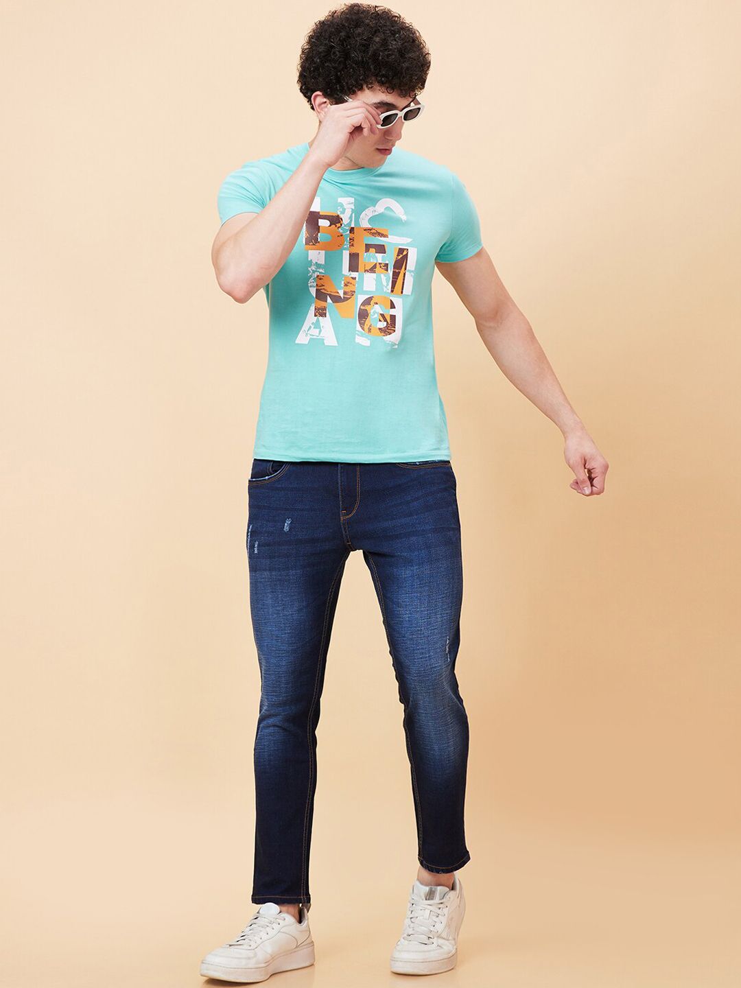 Being Human Men Low Distress Light Fade Jeans