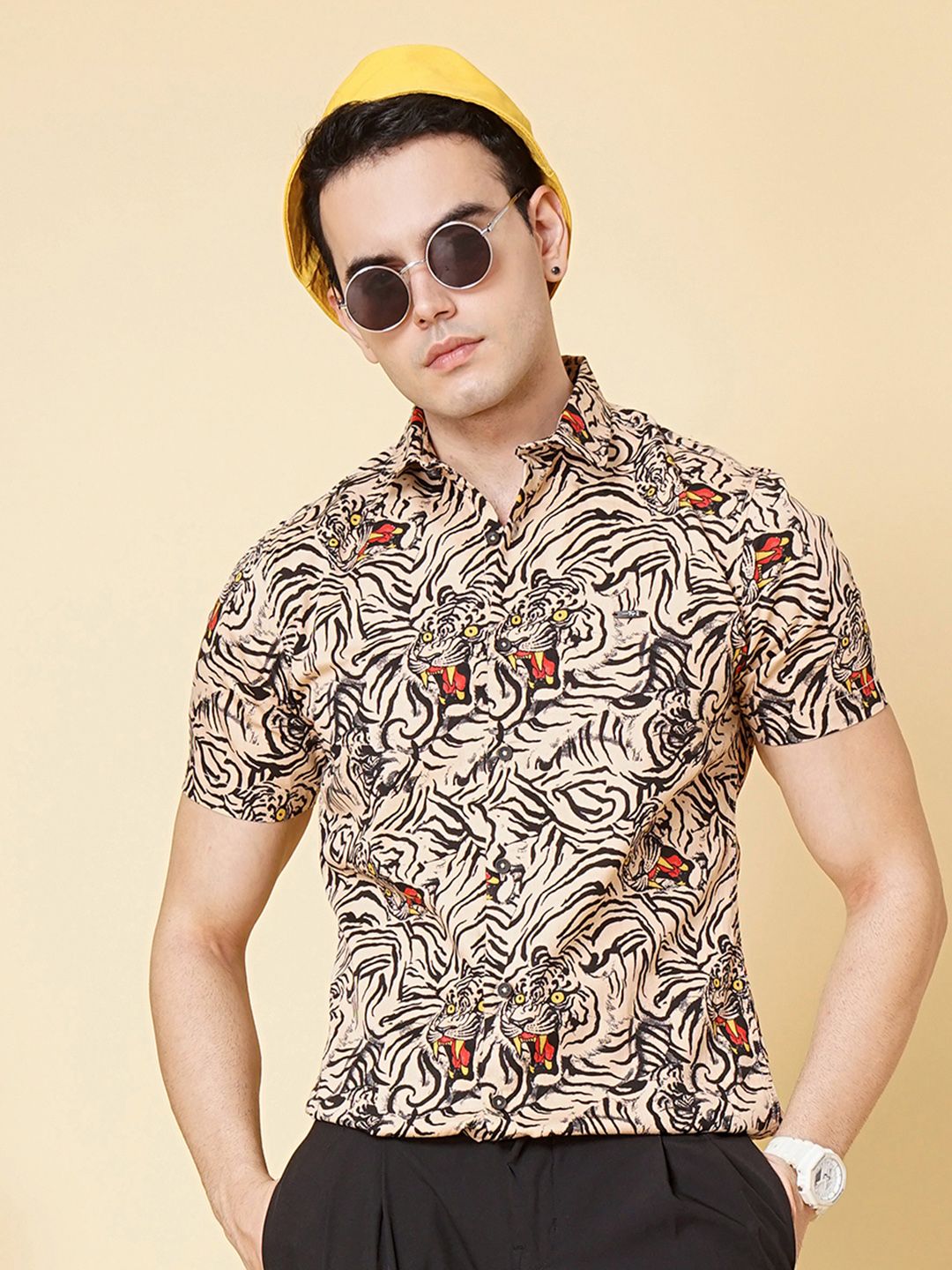 The Indian Garage Co Men Regular Fit Animal Print Resortwear Shirt