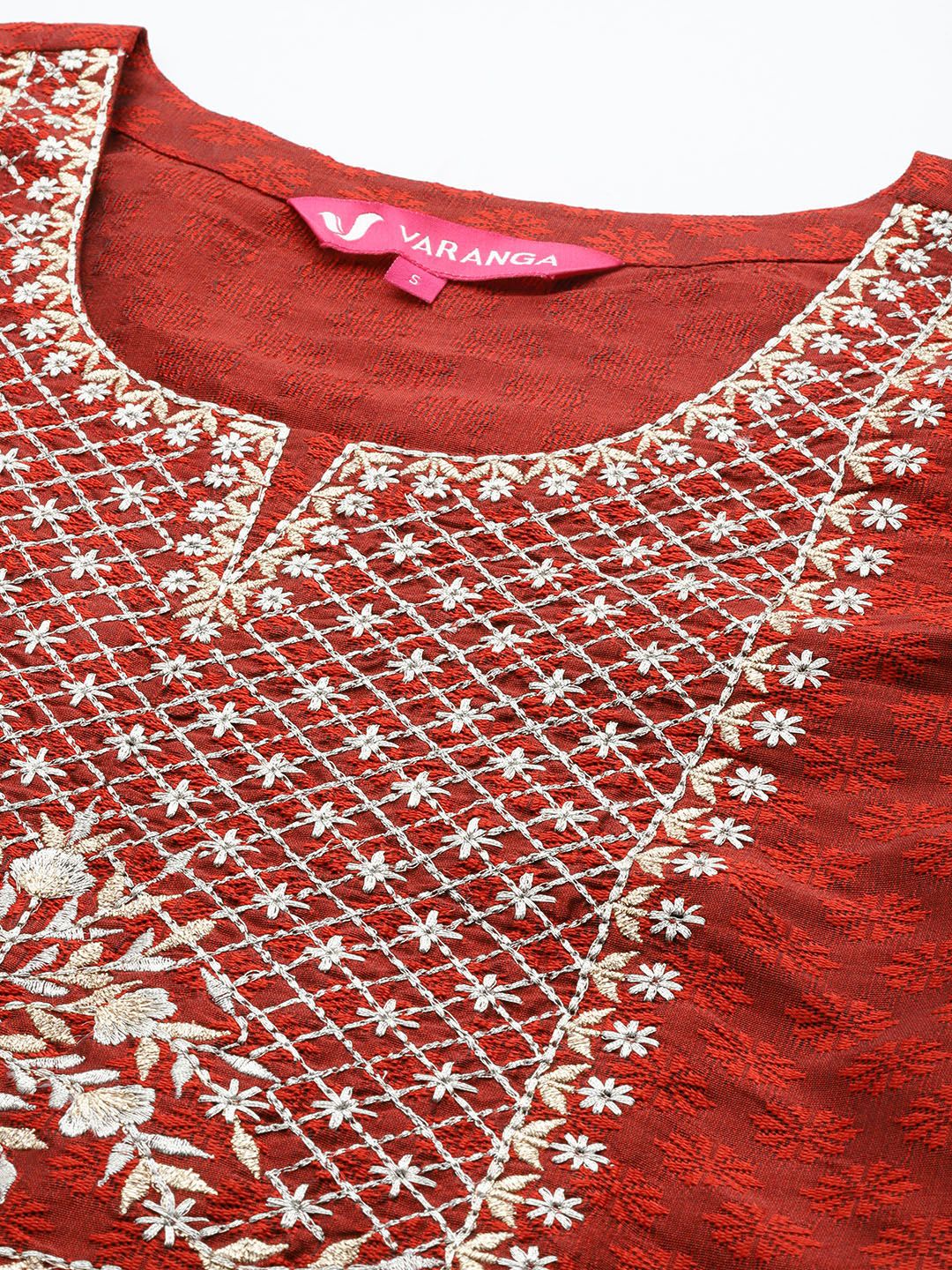 Varanga Yoke Design Regular Thread Work Kurta with Trousers & With Dupatta