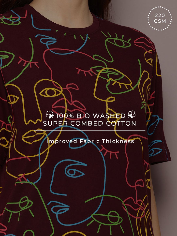 DILLINGER Women's Oversized Crew Neck Printed Tshirt