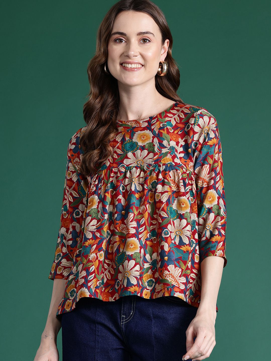 DressBerry Floral Printed A-Line Top