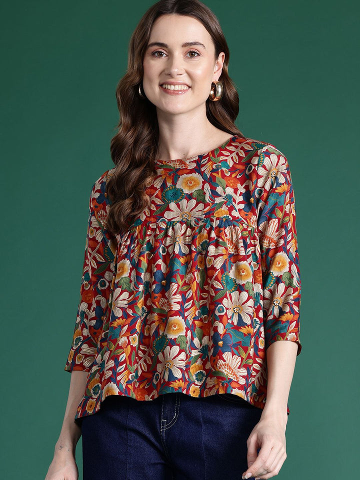 DressBerry Floral Printed A-Line Top