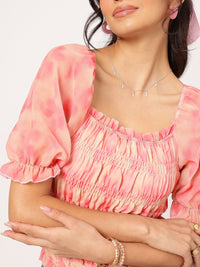 DressBerry Puffy Power Smocked Fitted Top