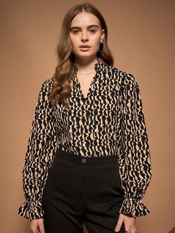 Berrylush Print Bishop Sleeves Top