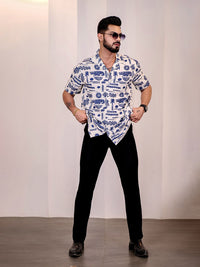 Eszett Graphic Printed Spread Collar Pure Cotton Casual Shirt