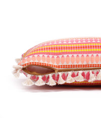 STITCHNEST Fuchsia Pink & White 2 Pcs Embroidered Velvet Square Cushion Covers