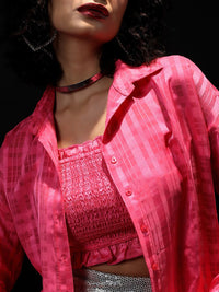 Tokyo Talkies Smocked Tube Top With Drop Shoulder Sleeves Shirt