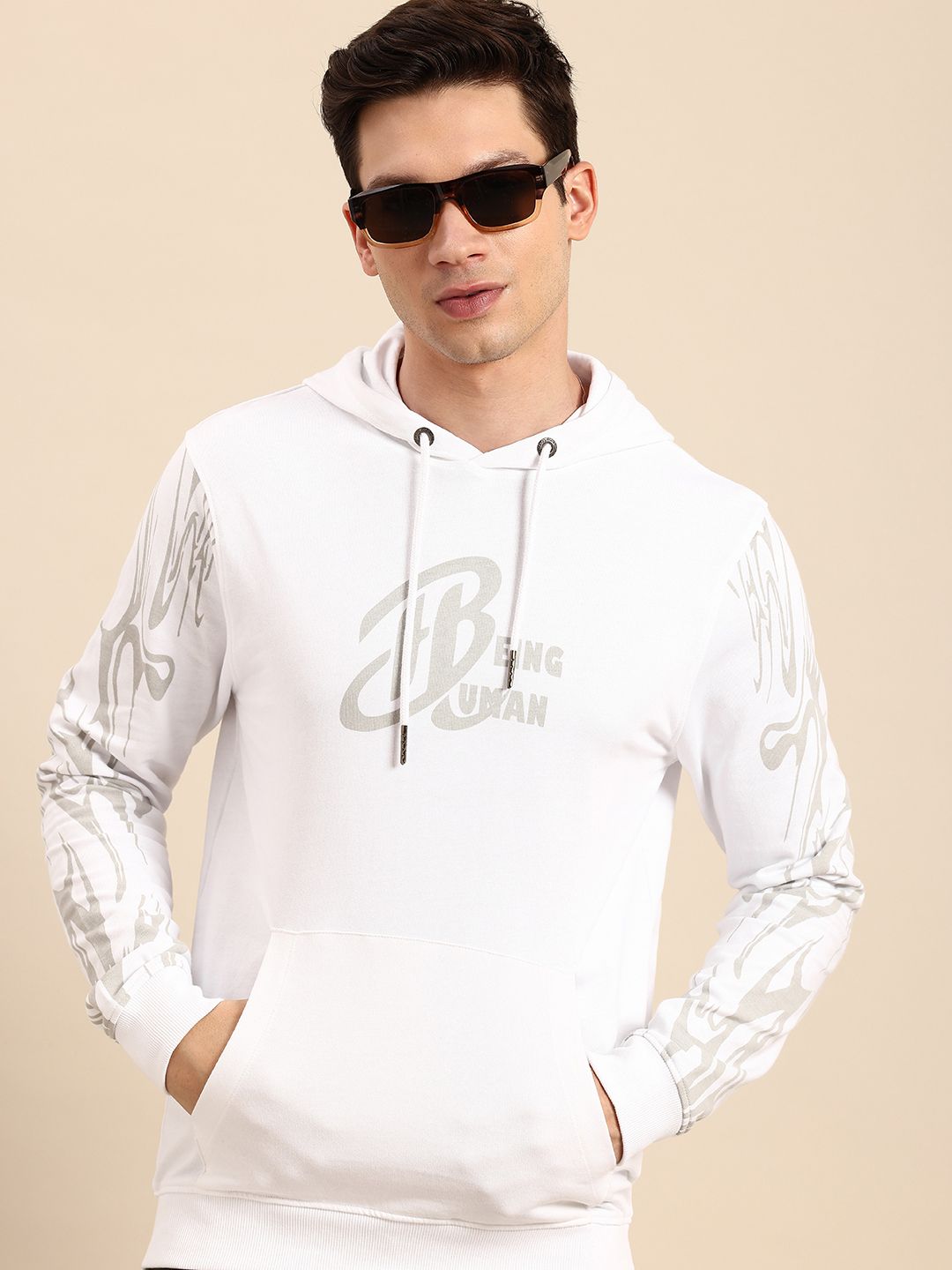 Being Human Brand Logo Printed Hooded Pure Cotton Sweatshirt