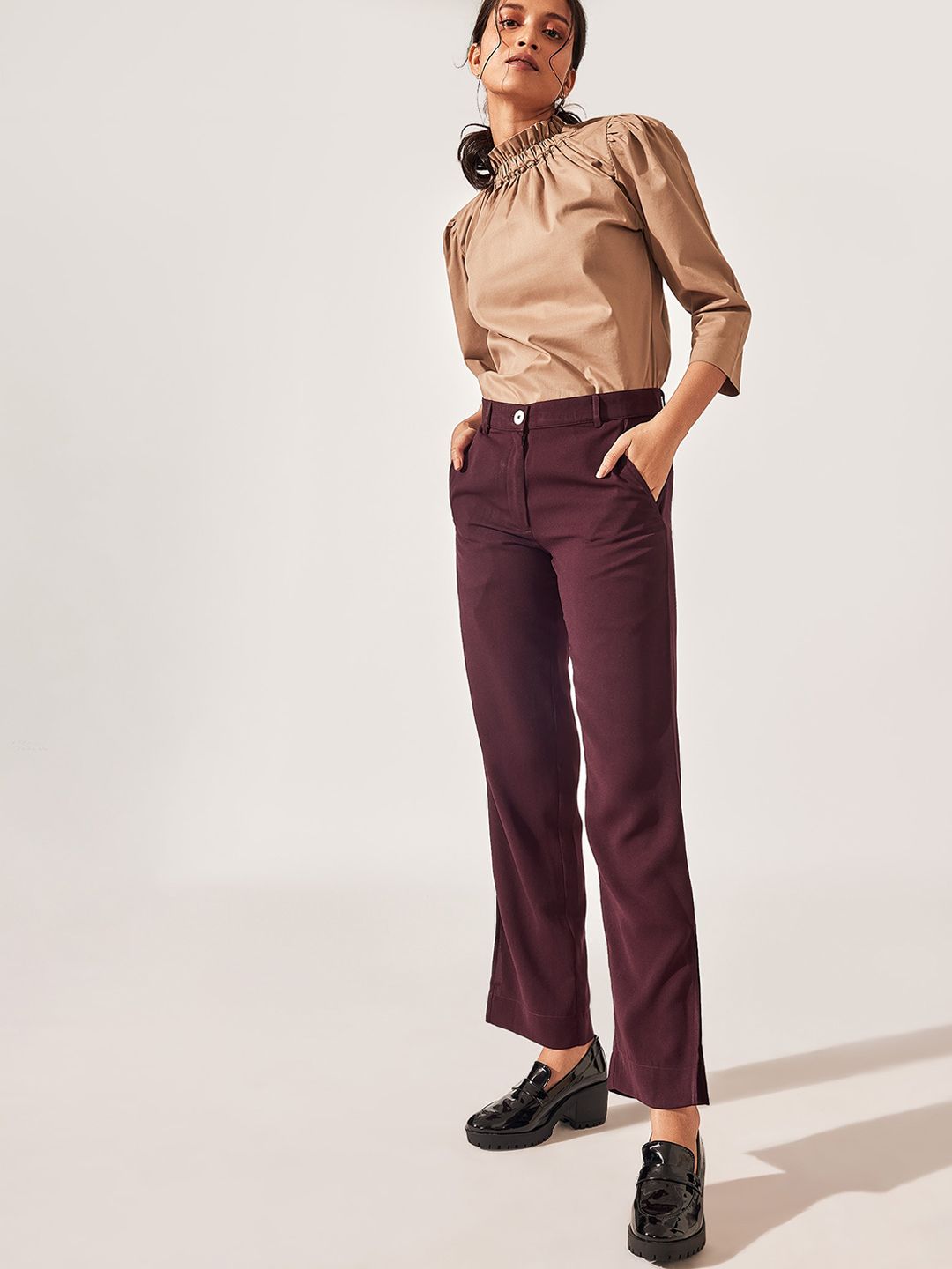 The Label Life Women Straight Fit Slip On Trousers