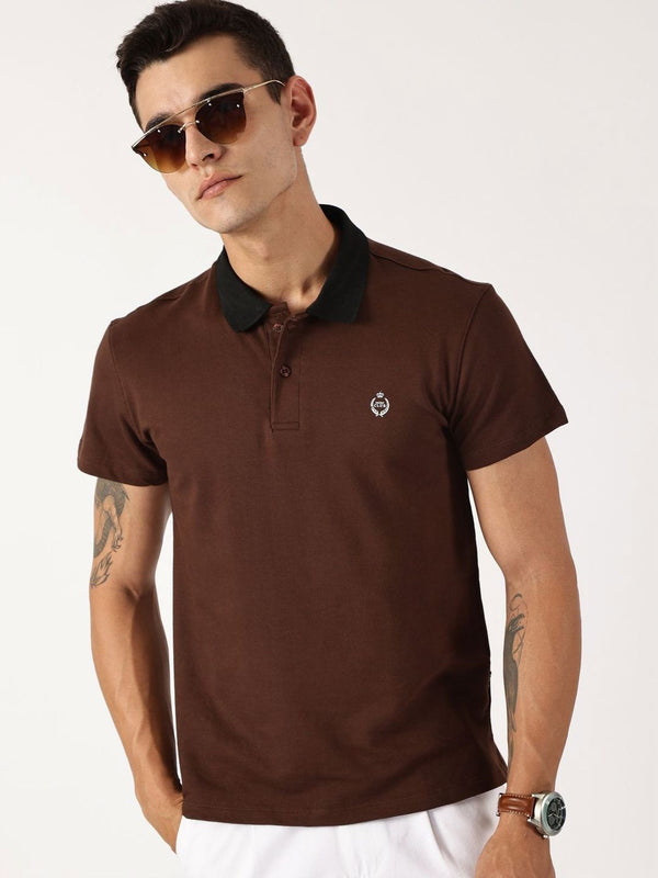 Thomas Scott Men Solid Polo Collar Cotton T-shirt
