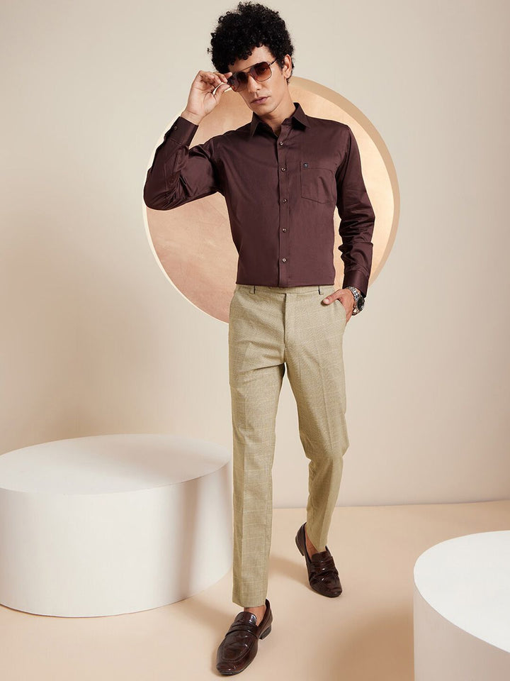 DENNISON Men Checked Smart Tapered Fit Easy Wash Formal Trouser