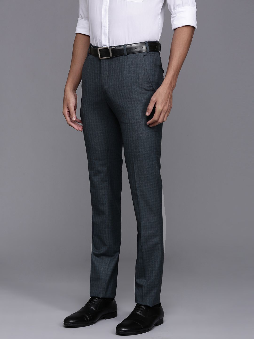 Raymond Men Checked Slim Fit Formal Trousers