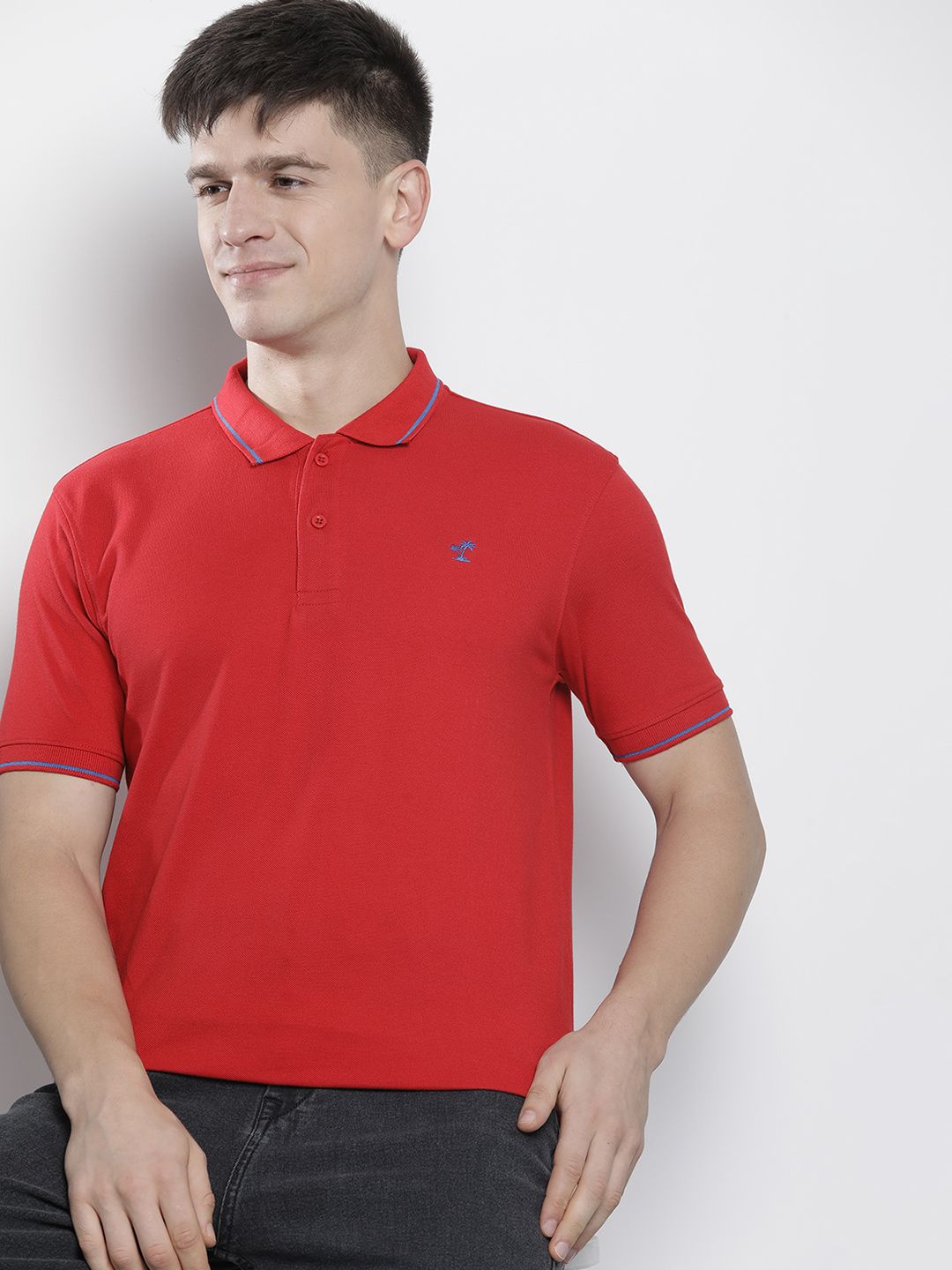 The Indian Garage Co Men Solid Polo Collar T-shirt