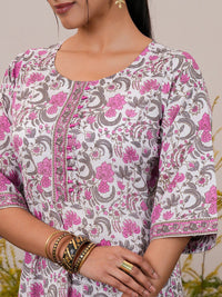 Libas Floral Printed Regular Pure Cotton Kurta With Salwar & Dupatta