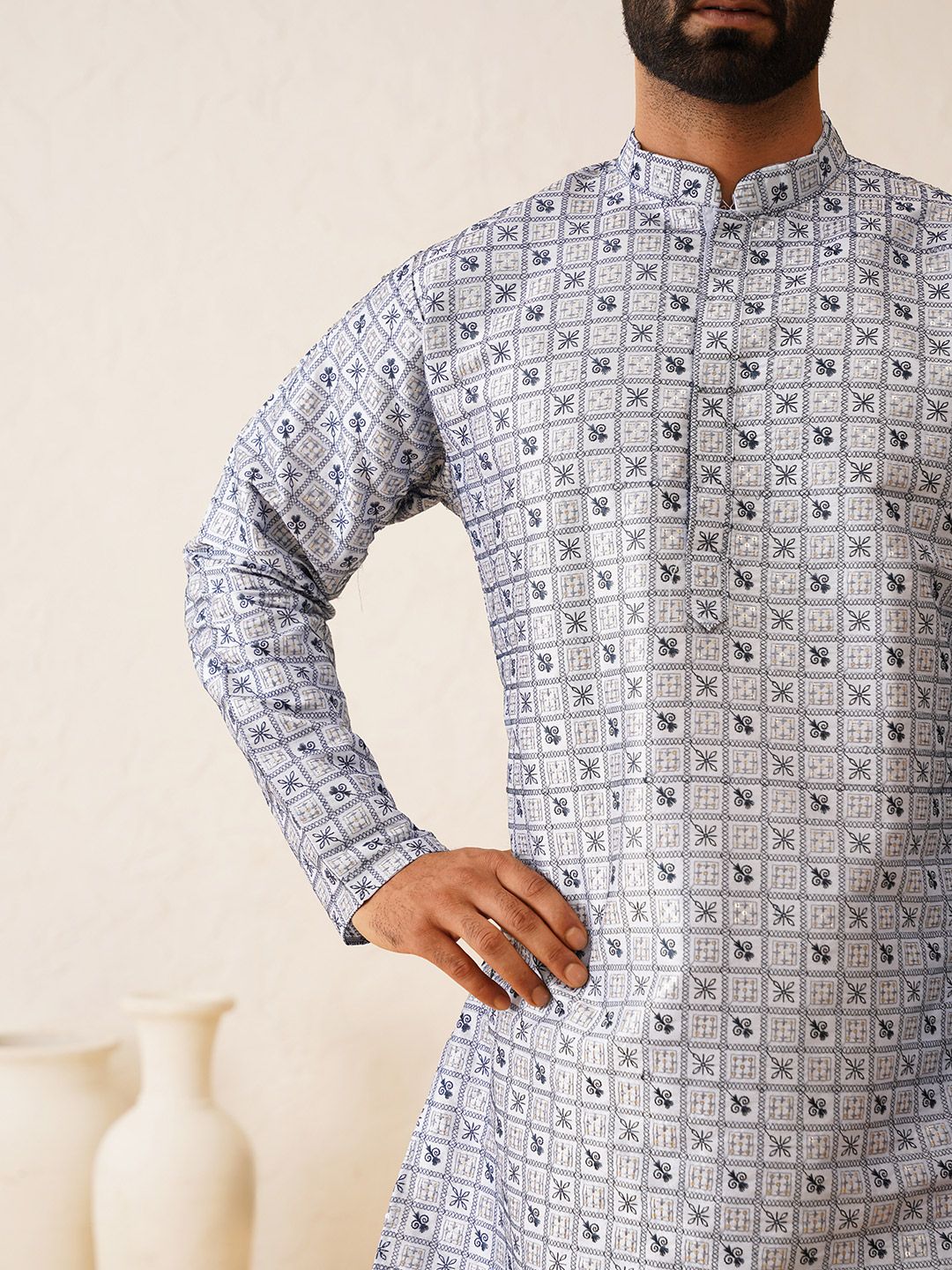 SOJANYA LUXE Ethnic Motifs Embroidered Straight Kurta with Pyjamas
