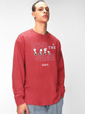 Bewakoof Typography Printed Round Neck Pure Cotton Oversized Peanuts T-shirt