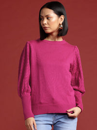 all about you Knitted Puff Sleeves Pullover