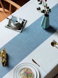 URBAN SPACE Off White & Blue 4-Seater Table Cloth