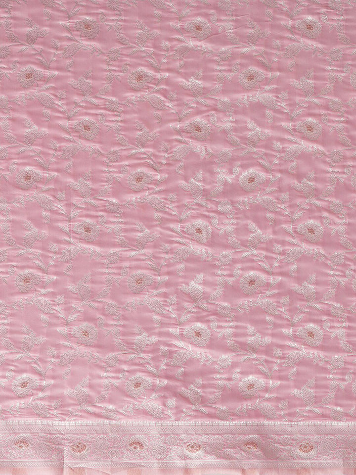 Saree mall Pink Woven Design Silk Cotton Banarasi Sarees