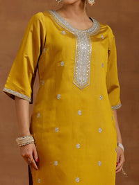 Libas Floral Embroidered Regular Sequinned Straight Kurta With Trousers & Dupatta