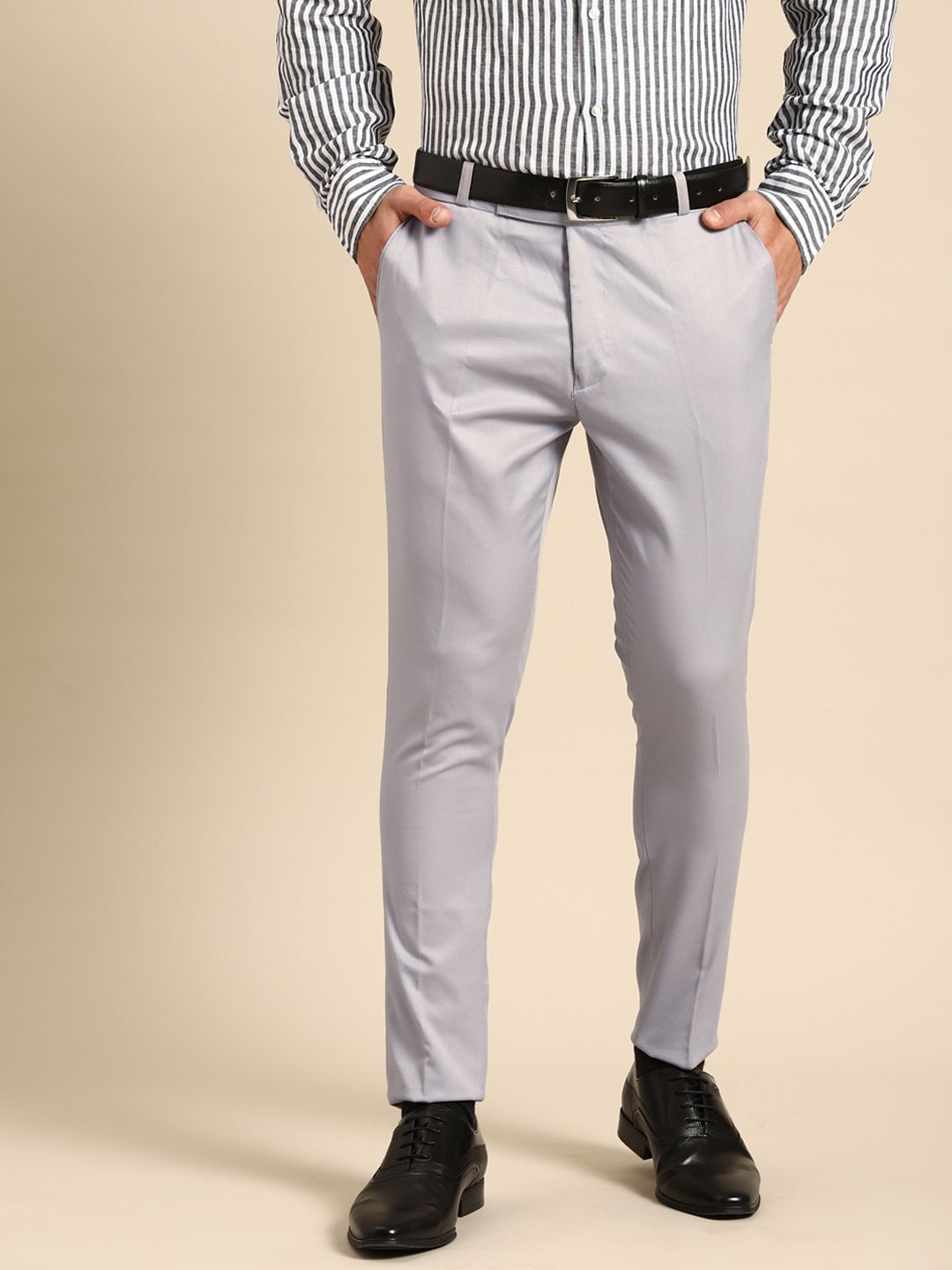DENNISON Men Smart Tapered Fit Formal Trousers