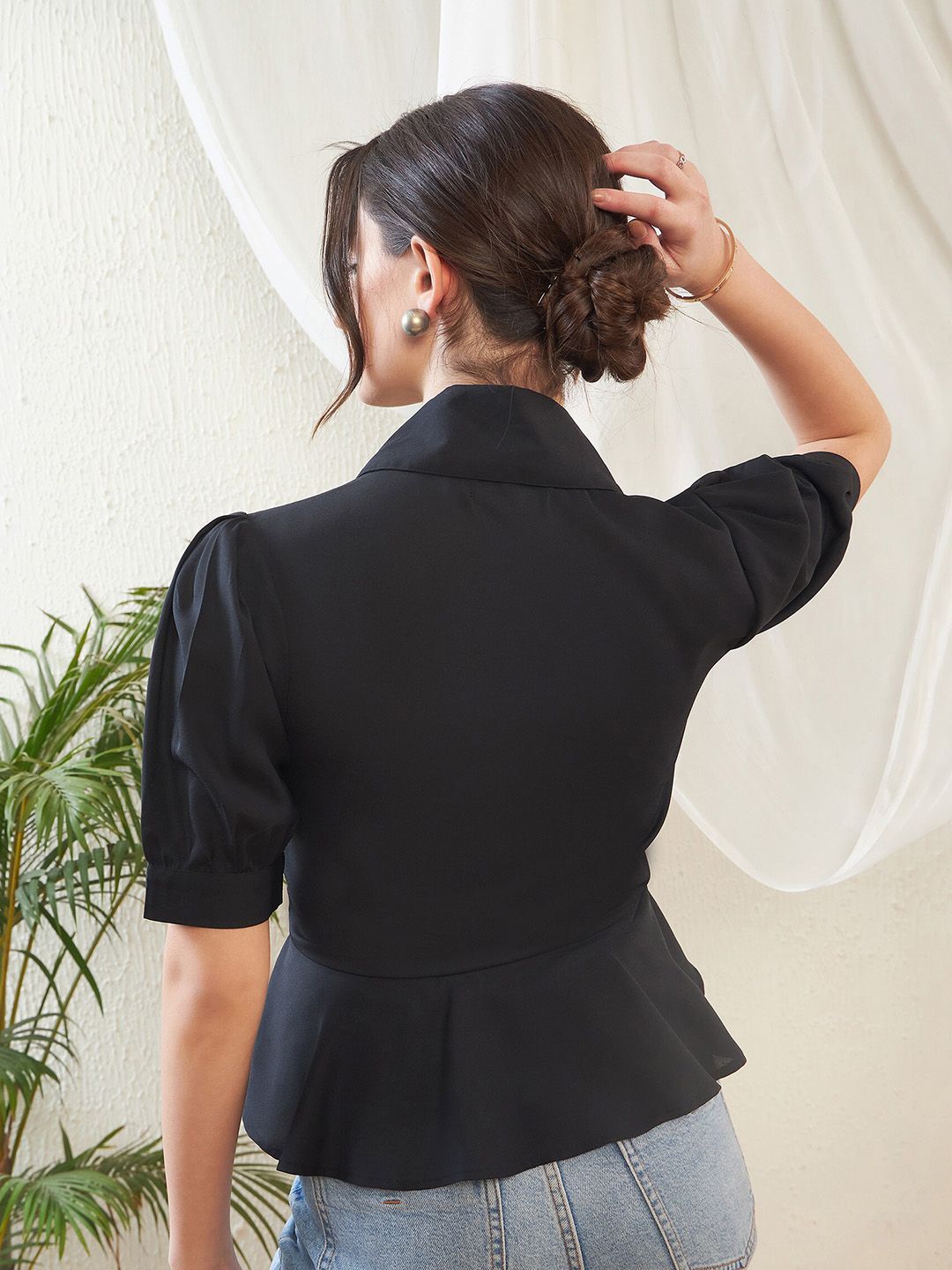 Atasan Gaya Baju Georgette Lengan Puff SASSAFRAS