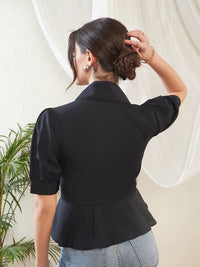 Atasan Gaya Baju Georgette Lengan Puff SASSAFRAS