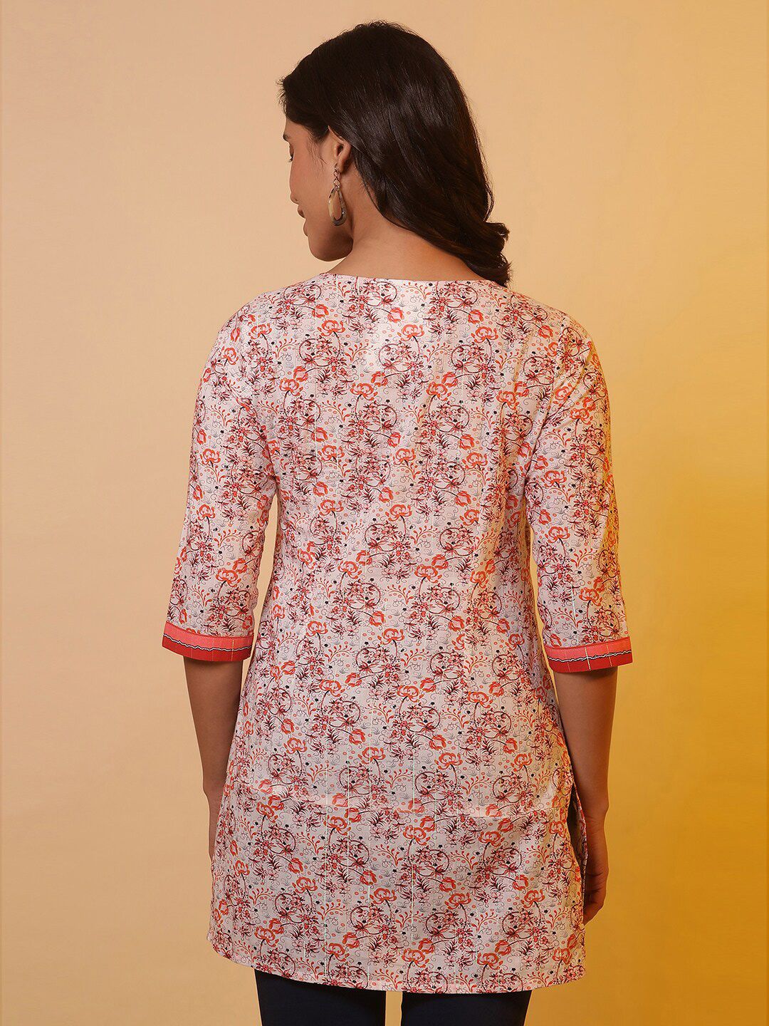 AURELIA Floral Printed V-Neck Pure Cotton Kurti