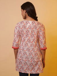 AURELIA Floral Printed V-Neck Pure Cotton Kurti