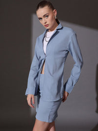 STREET 9 Self Design Shirt & Skirt Co-ord Set