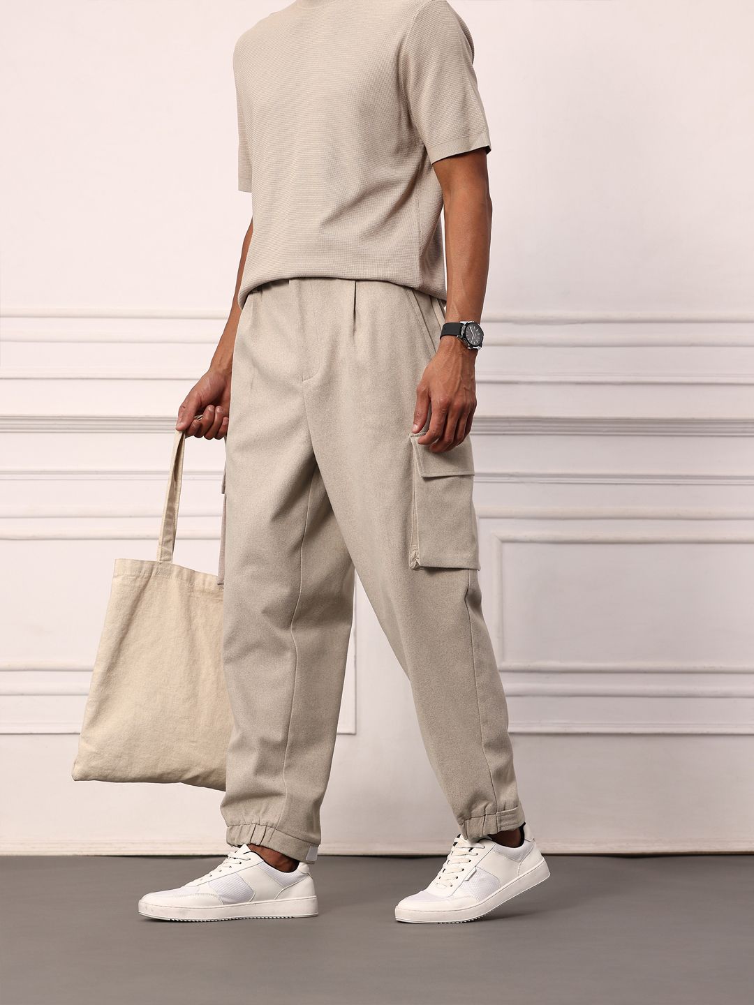 Mr Bowerbird Men Oversized Fit Pleated Cargos