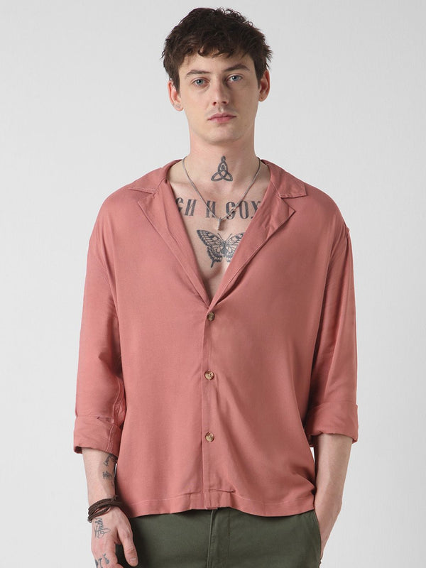 VASTRADO Men Classic Solid Cuban Collar Casual Shirt