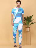 Sweet Dreams Blue & White Abstract Printed Round Neck Night suit