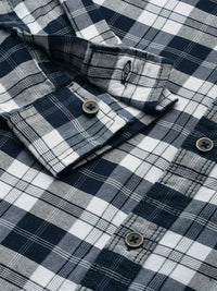 The Indian Garage Co Men Navy Blue & Off-White Checked Cotton Casual Shirt