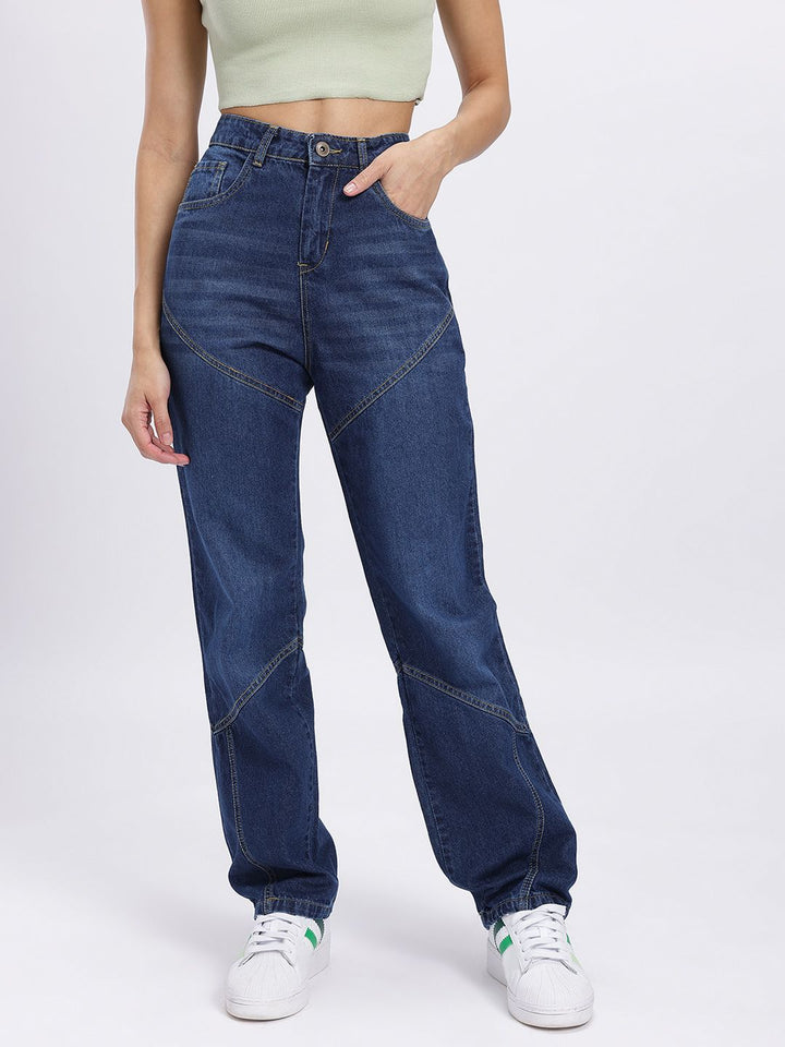 DressBerry Women Panelled Mid-Rise Regular Fit Jeans