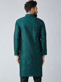 SOJANYA Men Teal Green Woven Design Kurta Lurus