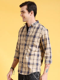 The Indian Garage Co Slim Fit Checked Twill Weave Pure Cotton Casual Shirt