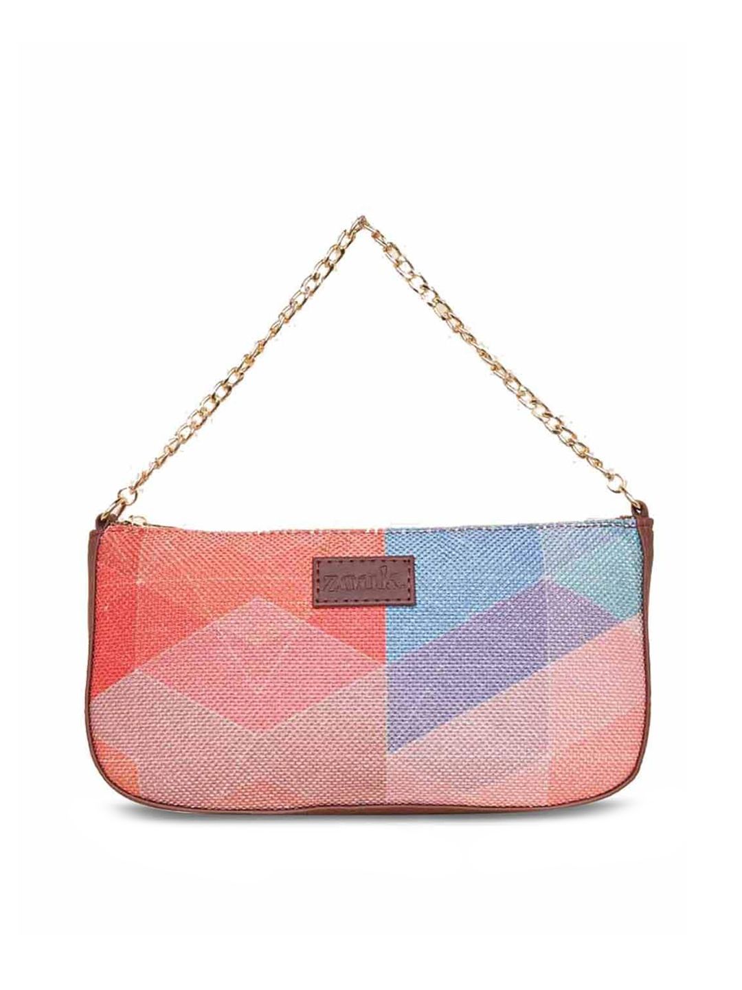ZOUK Printed Structured Baguette Bag Handbags