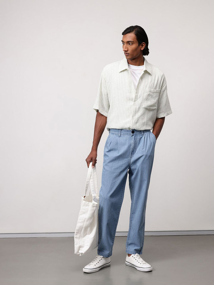 ether Men Chambray Pleated Trousers
