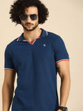Menjadi T-Shirt Kapas Polo Polo Lelaki Manusia Biru