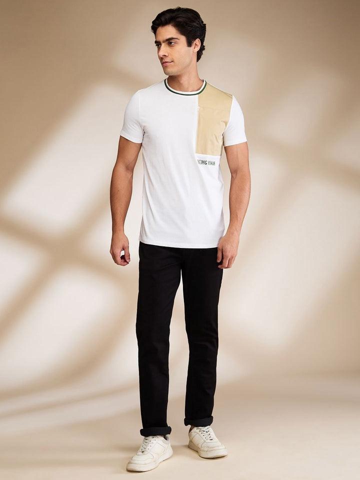 Being Human Men Colourblocked Pockets Slim Fit T-shirt