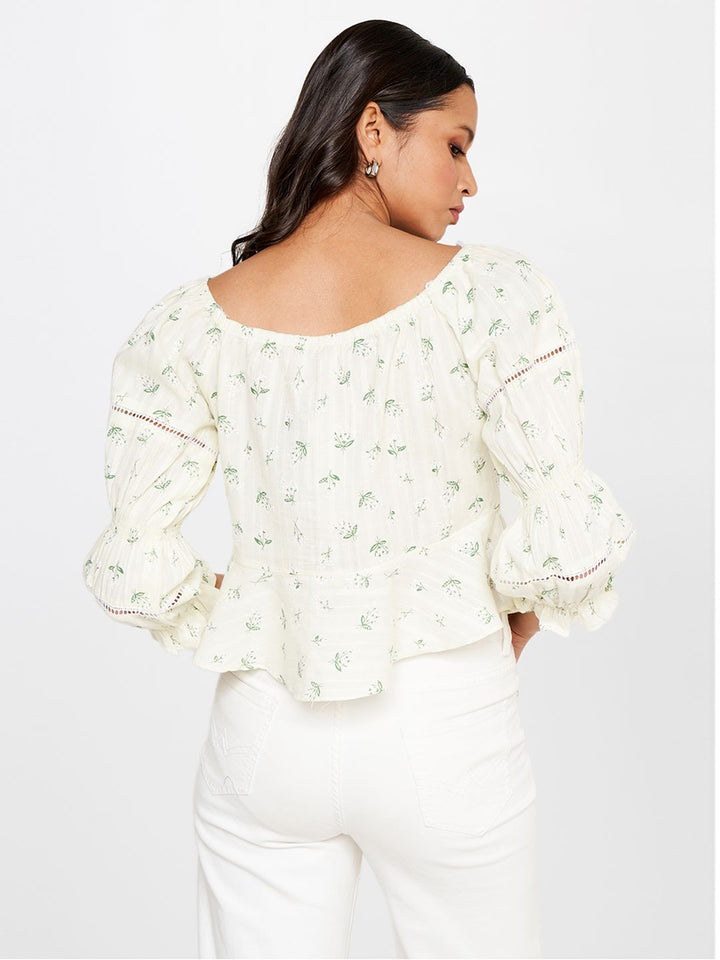 AND Floral Print Pure Cotton Cinched Waist Top