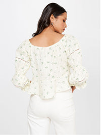 AND Floral Print Pure Cotton Cinched Waist Top