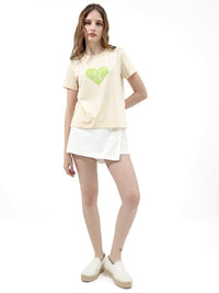 RAREISM Round Neck Typography Printed Drop-Shoulder Sleeves Cotton T-shirt