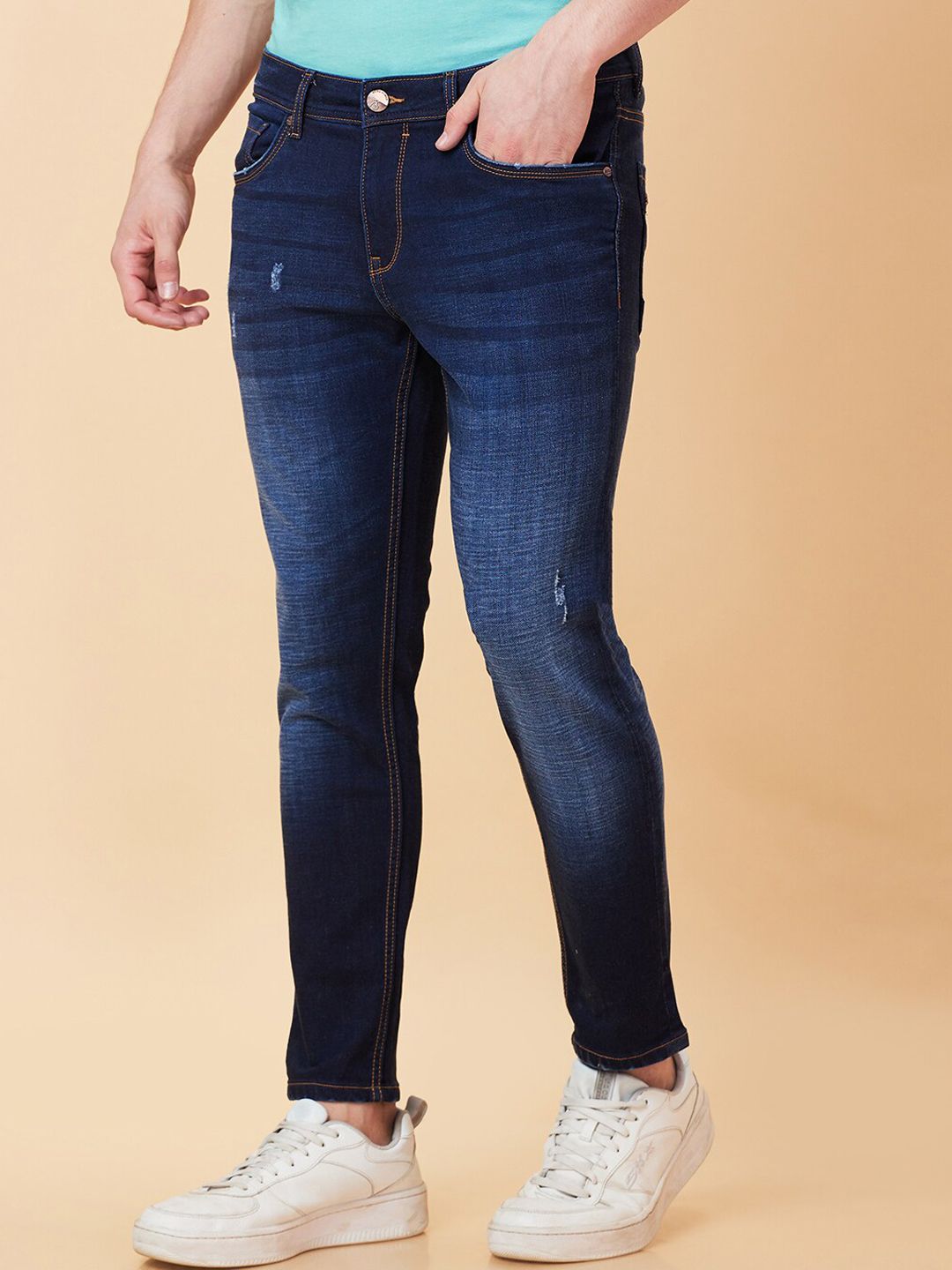 Being Human Men Low Distress Light Fade Jeans