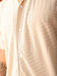 The Indian Garage Co Men Slim Fit Textured Terry Knit Resortwear Shirt